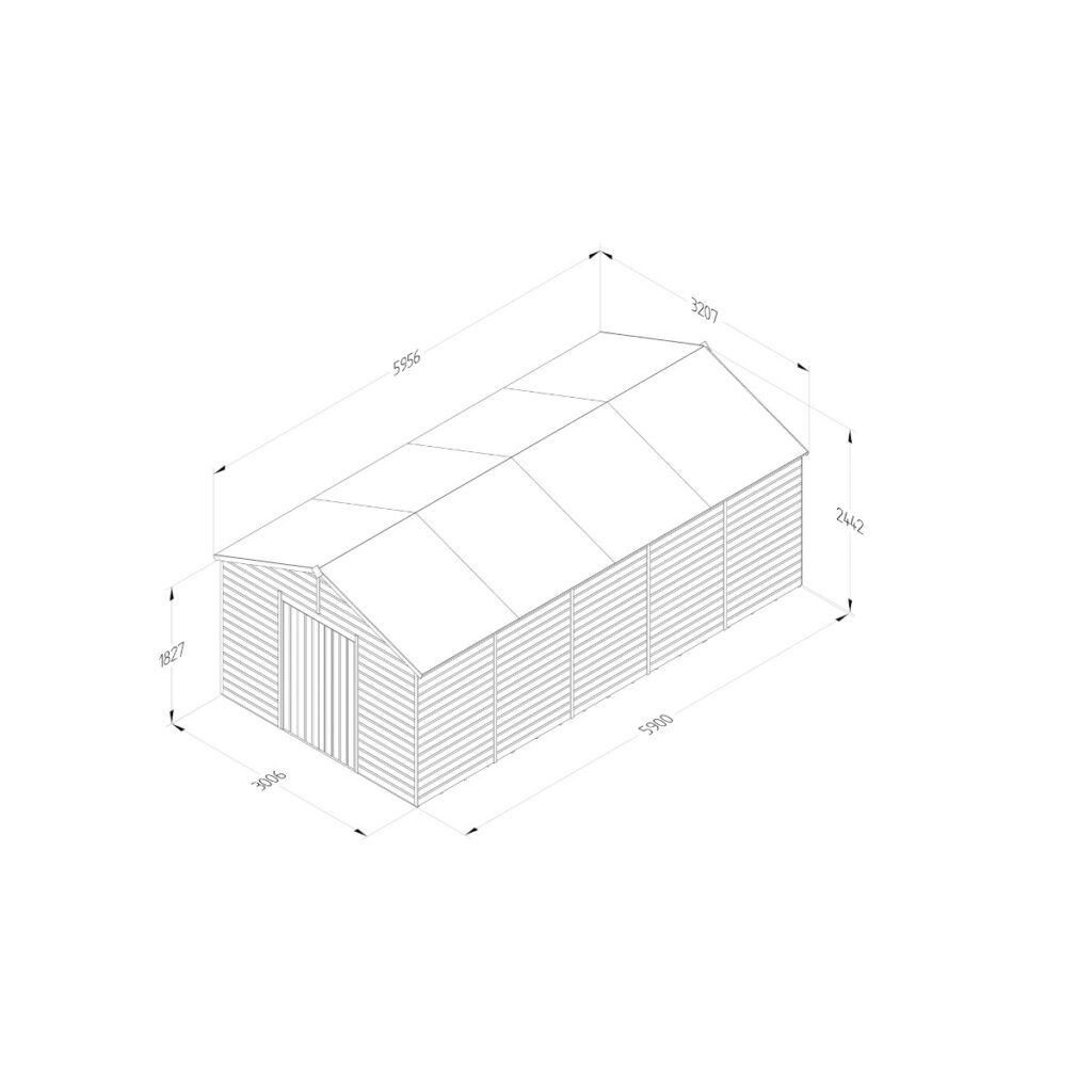 Beckwood 10×20 Apex Shed – No Windows – Double Door 5013053196731 2